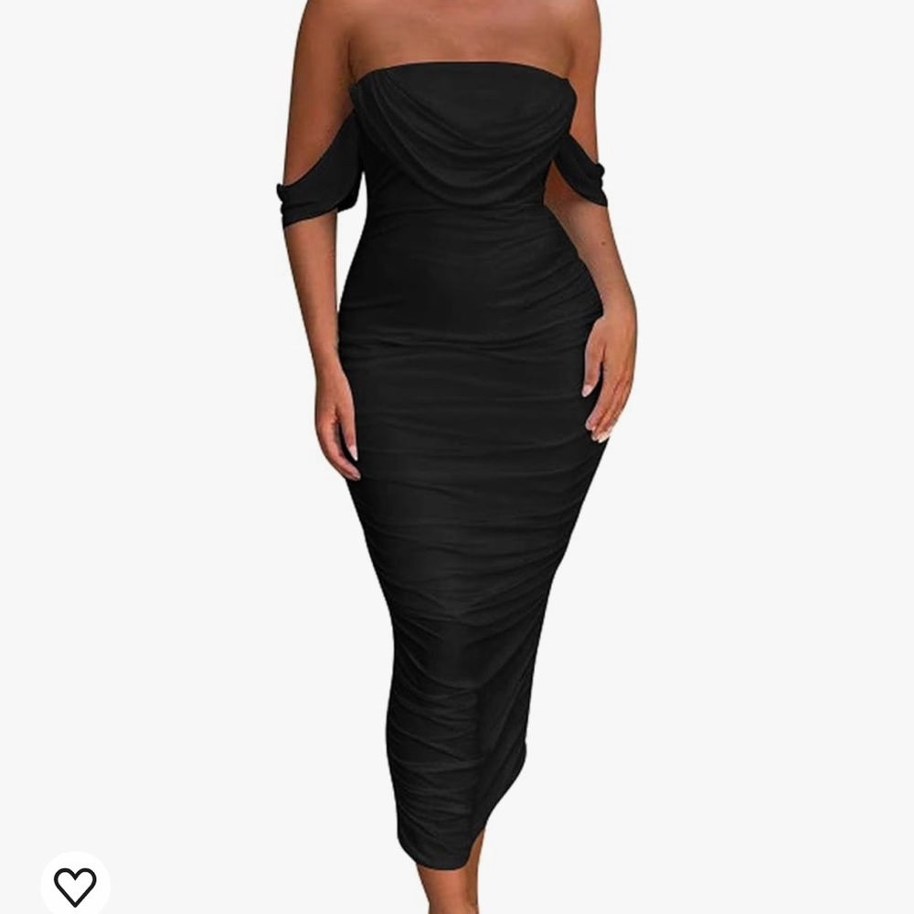 HOCILLE Women's Sexy Ruched Bodycon Strapless off shoulder dress